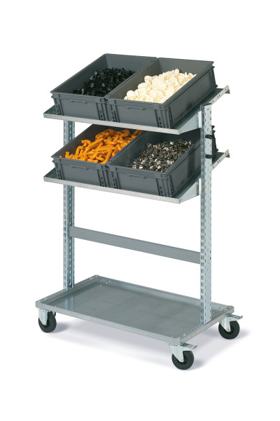 Fox trolley with shelves and  boxes Athena 600x400x120h Replast