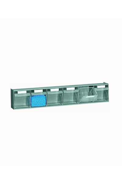 6 transparent tilting bins PRACTIBOX storage system