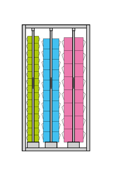 Armadio con cassetti verticali