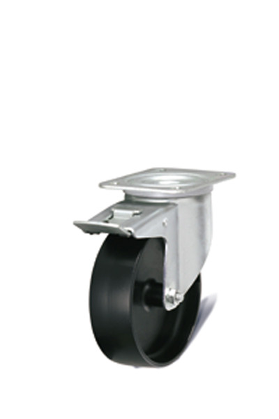 Swivel wheel in nylon with brake diameter 125 mm