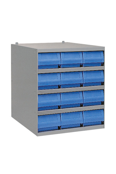 Industrial shelving systems with 12 RK bins