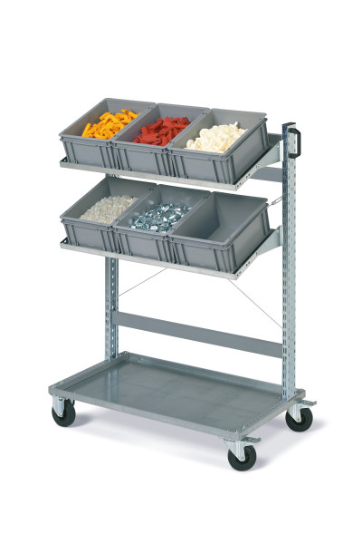 Assembly trolley FOX with ATHENA boxes Dim. 400x300x170h grey colour