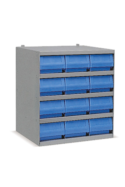 Industrial shelving systems with 12 RK bins Depth.400mm