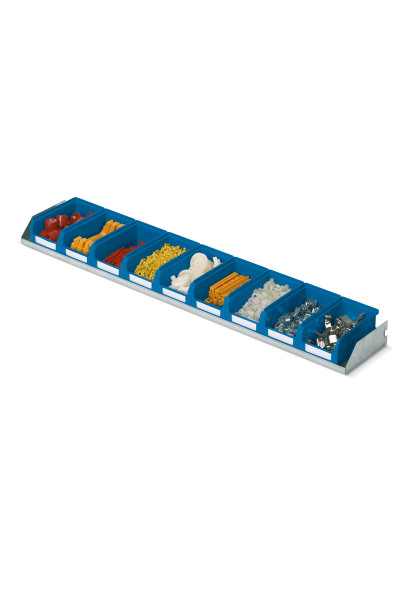 Fixed shelf, depth 150 mm, 9 COMPAT boxes color blue SIZE.1