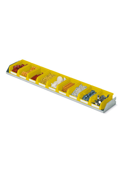 Fixed shelf, depth 150 mm, boxes COMPAT color yellow SIZE.1