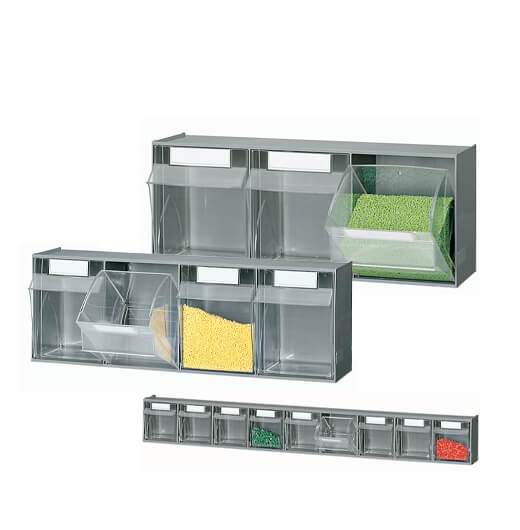 Plastic storage cabinets for small parts PRACTIBOX 5 compartments